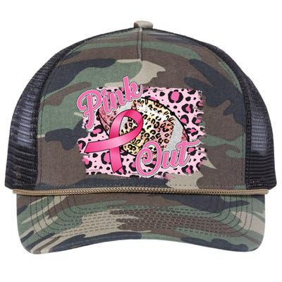 Pink Out Football Breast Cancer Awareness Retro Rope Trucker Hat Cap