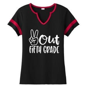 Peace Out Fifth Grade Ladies Halftime Notch Neck Tee