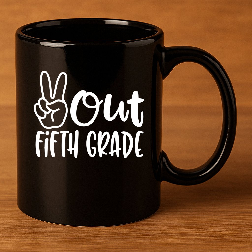 Peace Out Fifth Grade 11oz C Handle Ceramic Mug