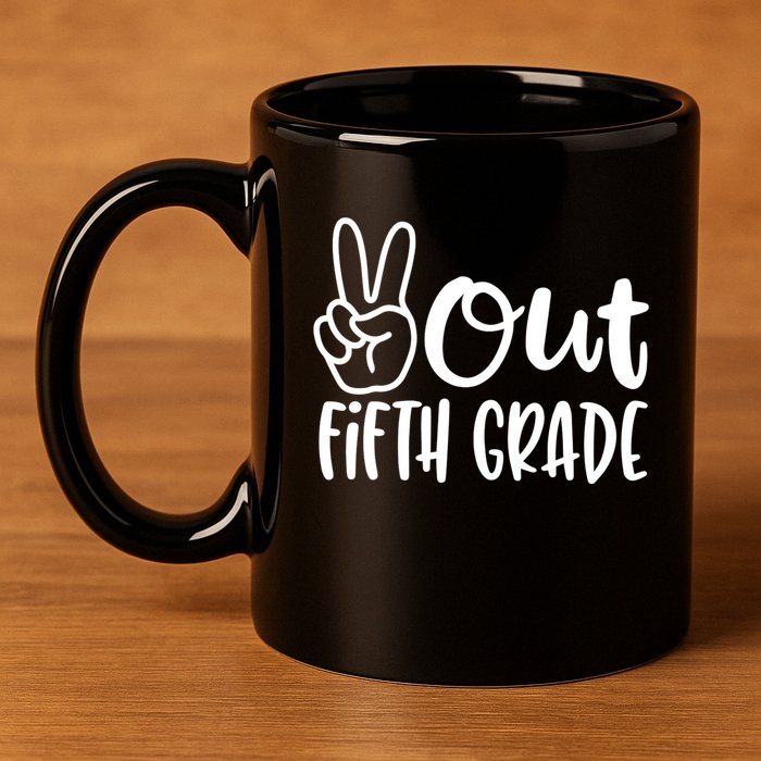 Peace Out Fifth Grade 11oz C Handle Ceramic Mug
