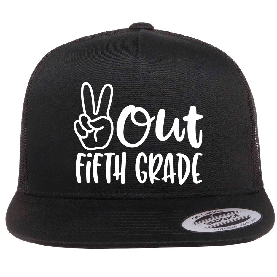 Peace Out Fifth Grade Flat Bill Trucker Hat