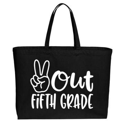 Peace Out Fifth Grade Cotton Canvas Jumbo Tote