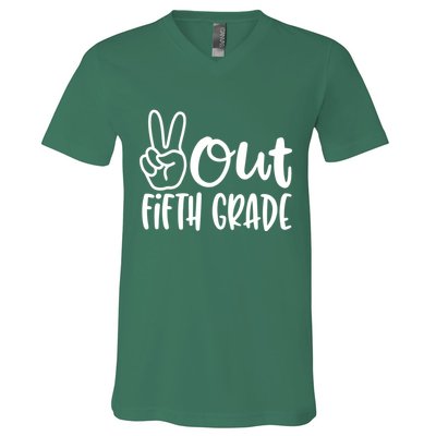Peace Out Fifth Grade V-Neck T-Shirt
