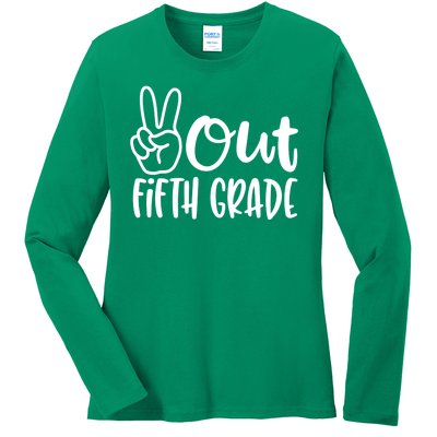 Peace Out Fifth Grade Ladies Long Sleeve Shirt