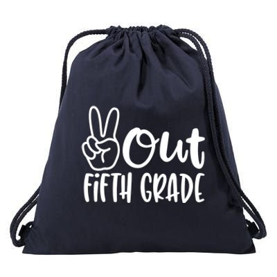 Peace Out Fifth Grade Drawstring Bag