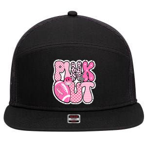 Pink Out Football Team Breast Cancer Awareness 7 Panel Mesh Trucker Snapback Hat