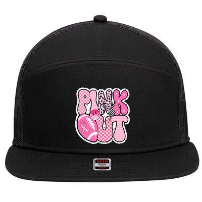 Pink Out Football Team Breast Cancer Awareness 7 Panel Mesh Trucker Snapback Hat