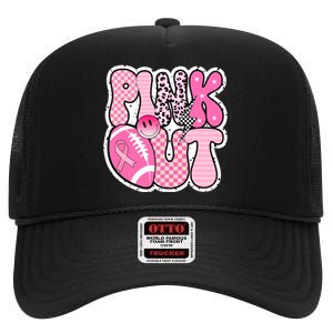 Pink Out Football Team Breast Cancer Awareness High Crown Mesh Back Trucker Hat