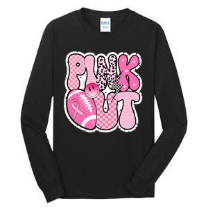 Pink Out Football Team Breast Cancer Awareness Tall Long Sleeve T-Shirt