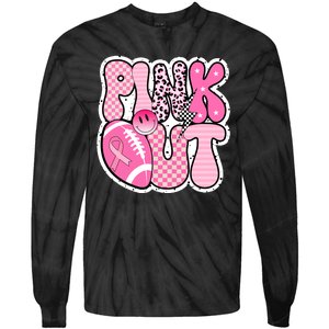 Pink Out Football Team Breast Cancer Awareness Tie-Dye Long Sleeve Shirt