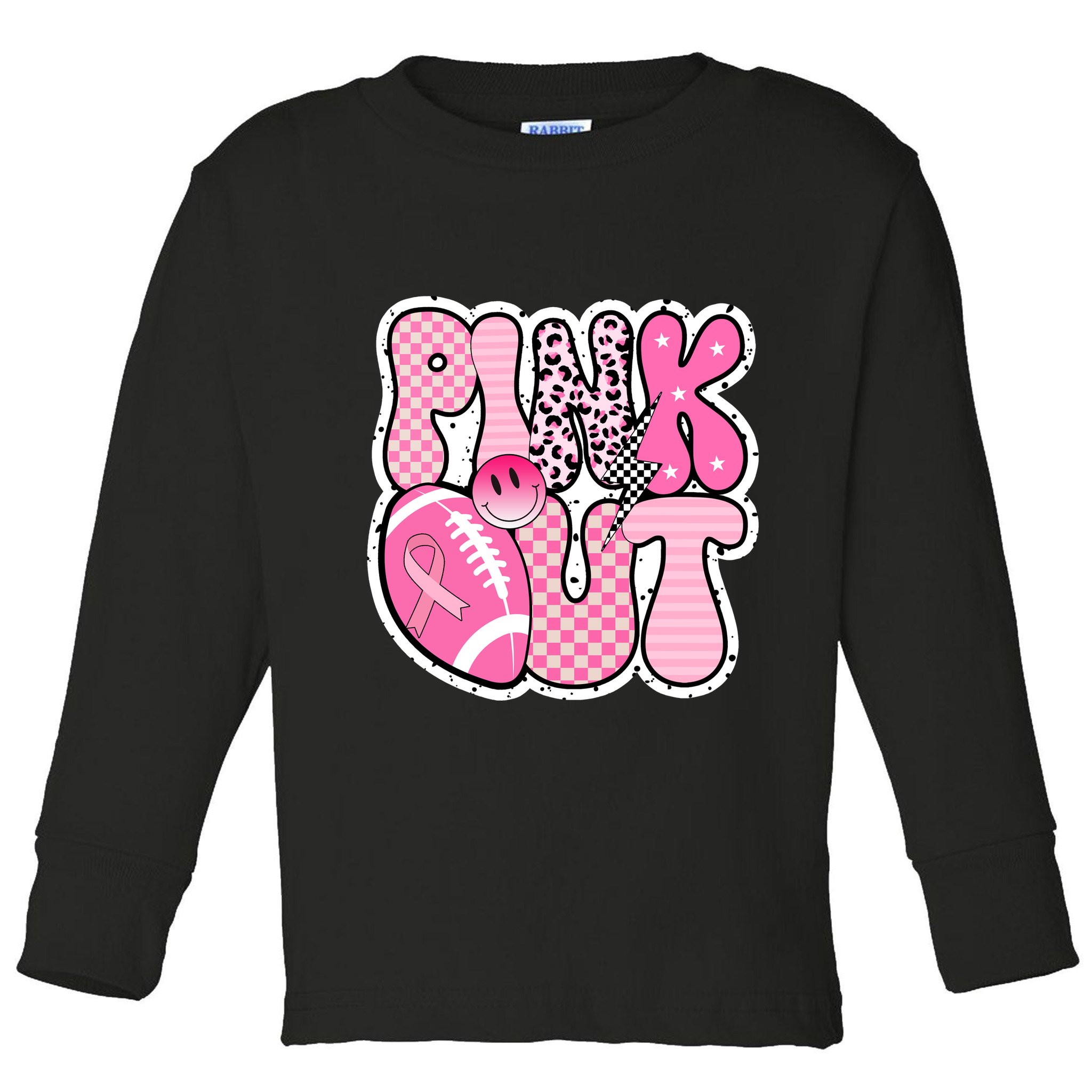 Pink Out Football Team Breast Cancer Awareness Toddler Long Sleeve Shirt