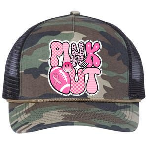 Pink Out Football Team Breast Cancer Awareness Retro Rope Trucker Hat Cap