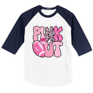 Pink Out Football Team Breast Cancer Awareness Baseball Sleeve Shirt