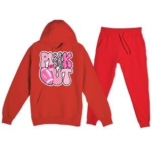 Pink Out Football Team Breast Cancer Awareness Premium Hooded Sweatsuit Set