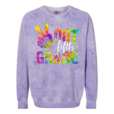 Peace Out Fifth Grade Colorful Colorblast Crewneck Sweatshirt