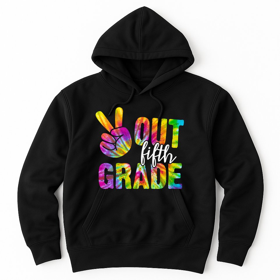 Peace Out Fifth Grade Colorful Hoodie