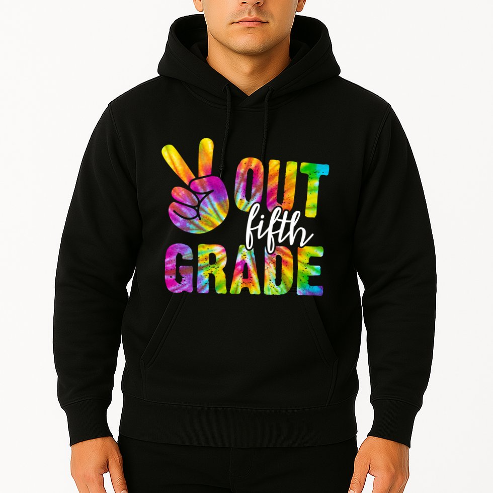 Peace Out Fifth Grade Colorful Hoodie