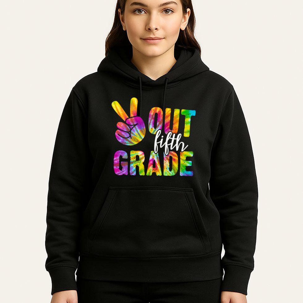 Peace Out Fifth Grade Colorful Hoodie