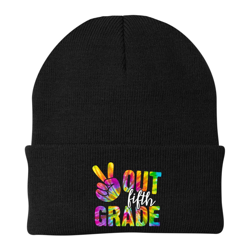 Peace Out Fifth Grade Colorful Beanie