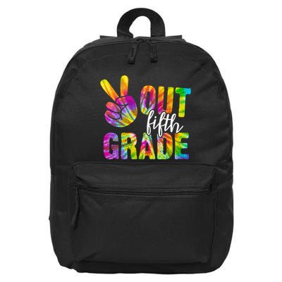 Peace Out Fifth Grade Colorful 16 in Basic Backpack