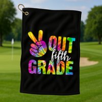 Peace Out Fifth Grade Colorful Golf Towel