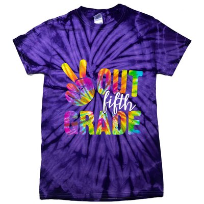 Peace Out Fifth Grade Colorful Tie-Dye T-Shirt
