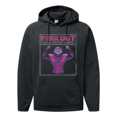 Pin.K Out Football Team Tackle Breast Cancer Awareness Month Performance Fleece Hoodie