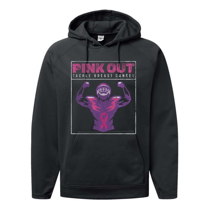 Pin.K Out Football Team Tackle Breast Cancer Awareness Month Performance Fleece Hoodie