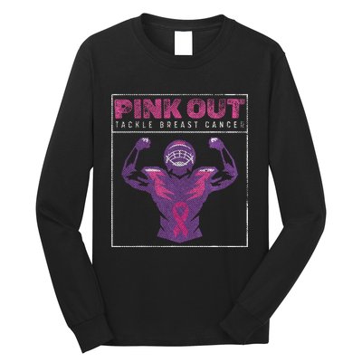 Pin.K Out Football Team Tackle Breast Cancer Awareness Month Long Sleeve Shirt