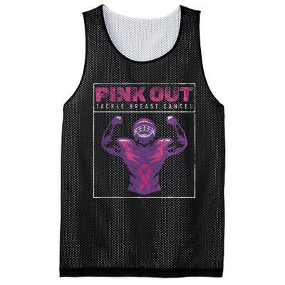 Pin.K Out Football Team Tackle Breast Cancer Awareness Month Mesh Reversible Basketball Jersey Tank