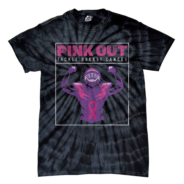 Pin.K Out Football Team Tackle Breast Cancer Awareness Month Tie-Dye T-Shirt