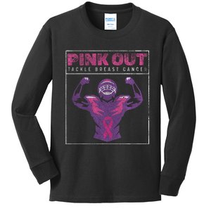 Pin.K Out Football Team Tackle Breast Cancer Awareness Month Kids Long Sleeve Shirt