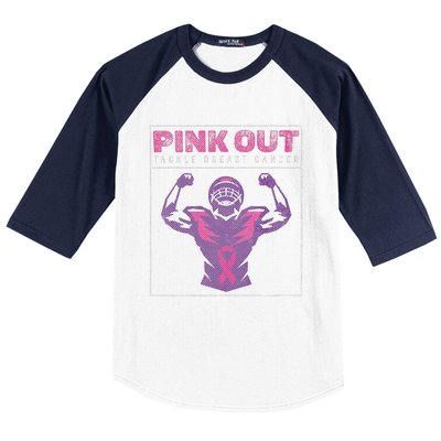 Pin.K Out Football Team Tackle Breast Cancer Awareness Month Baseball Sleeve Shirt