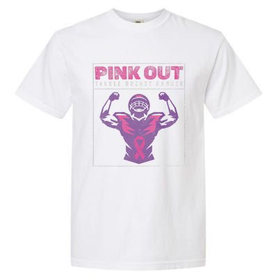 Pin.K Out Football Team Tackle Breast Cancer Awareness Month Garment-Dyed Heavyweight T-Shirt