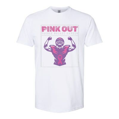 Pin.K Out Football Team Tackle Breast Cancer Awareness Month Softstyle CVC T-Shirt