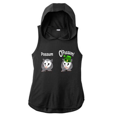 Possum O’Possum Funny Opossum St Patrick’s Day Irish Pun Ladies PosiCharge Tri-Blend Wicking Draft Hoodie Tank