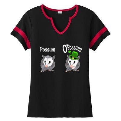 Possum O’Possum Funny Opossum St Patrick’s Day Irish Pun Ladies Halftime Notch Neck Tee