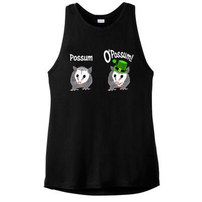 Possum O’Possum Funny Opossum St Patrick’s Day Irish Pun Ladies PosiCharge Tri-Blend Wicking Tank