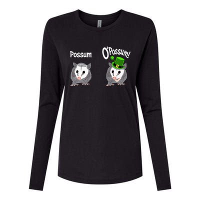 Possum O’Possum Funny Opossum St Patrick’s Day Irish Pun Womens Cotton Relaxed Long Sleeve T-Shirt