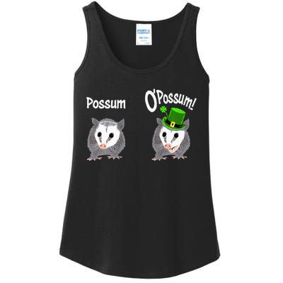 Possum O’Possum Funny Opossum St Patrick’s Day Irish Pun Ladies Essential Tank