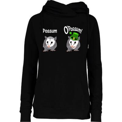 Possum O’Possum Funny Opossum St Patrick’s Day Irish Pun Womens Funnel Neck Pullover Hood