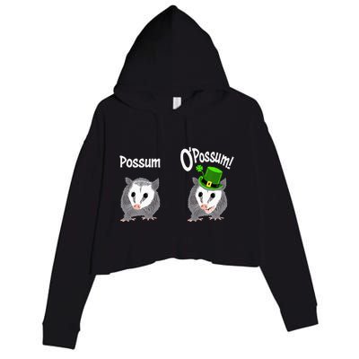 Possum O’Possum Funny Opossum St Patrick’s Day Irish Pun Crop Fleece Hoodie