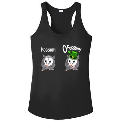 Possum O’Possum Funny Opossum St Patrick’s Day Irish Pun Ladies PosiCharge Competitor Racerback Tank