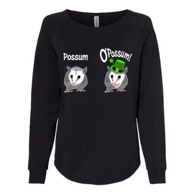 Possum O’Possum Funny Opossum St Patrick’s Day Irish Pun Womens California Wash Sweatshirt