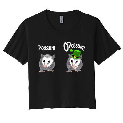 Possum O’Possum Funny Opossum St Patrick’s Day Irish Pun Women's Crop Top Tee