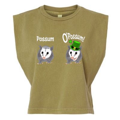 Possum O’Possum Funny Opossum St Patrick’s Day Irish Pun Garment-Dyed Women's Muscle Tee