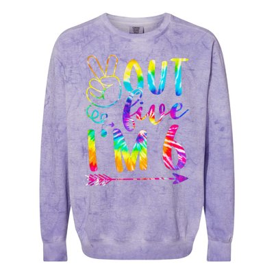 Peace Out Five I'm 6 Tie Dye 6th Happy Birthday Colorblast Crewneck Sweatshirt