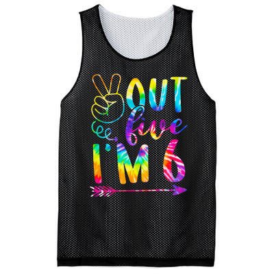 Peace Out Five I'm 6 Tie Dye 6th Happy Birthday Mesh Reversible Basketball Jersey Tank