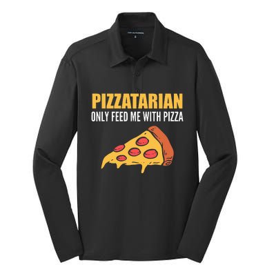 Pizzatarian Only Feed Me With Pizza Pizza Chef Silk Touch Performance Long Sleeve Polo