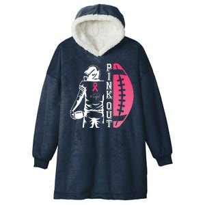 Pink Out Football Team Fight Breast Cancer Awareness Hooded Wearable Blanket